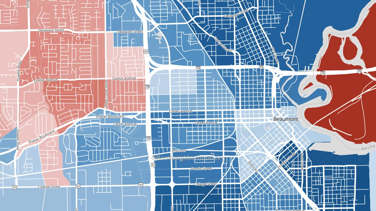 77702, TX block-group political-lean map