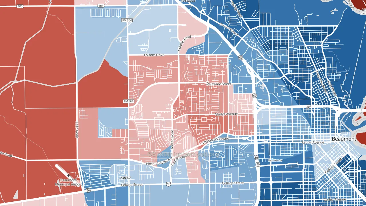 77706, TX block-group political-lean map