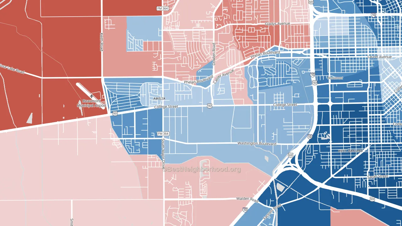 77707, TX block-group political-lean map