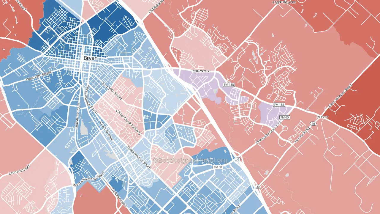 77802, TX block-group political-lean map