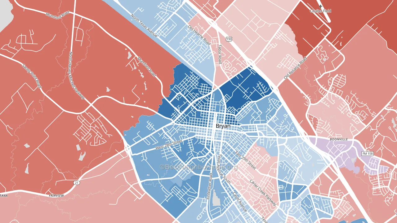 77803, TX block-group political-lean map