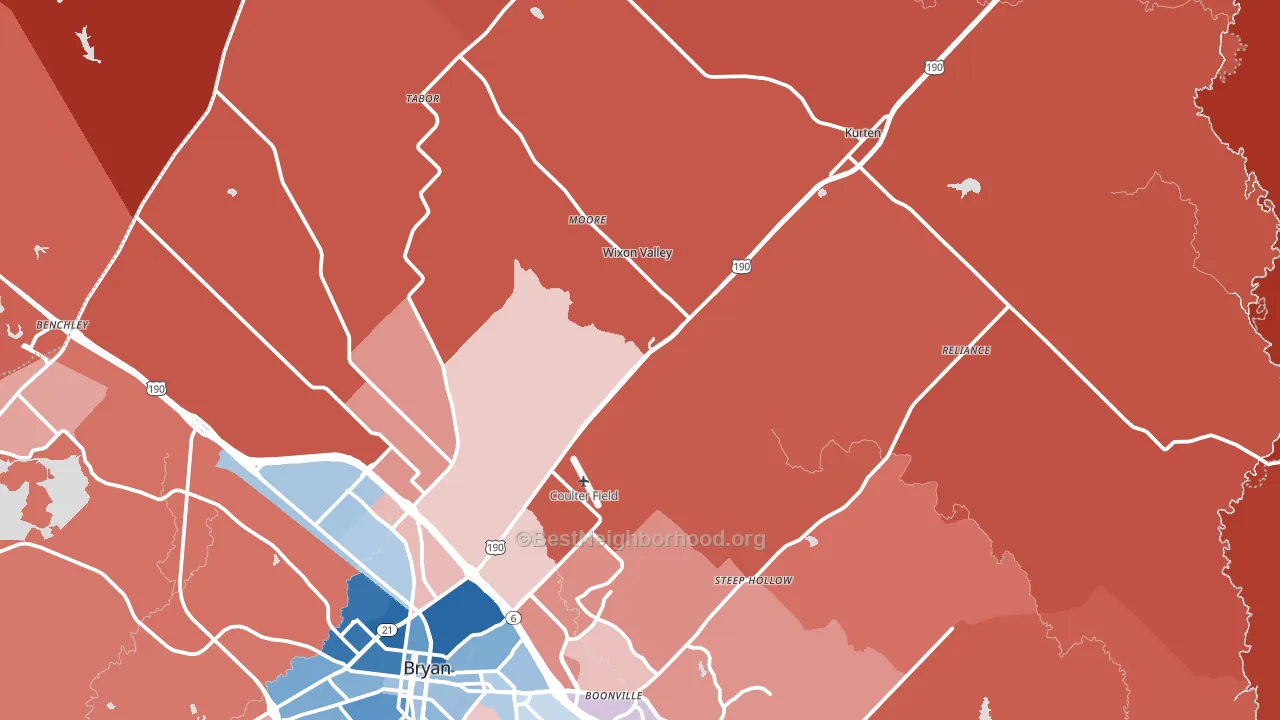 77808, TX block-group political-lean map