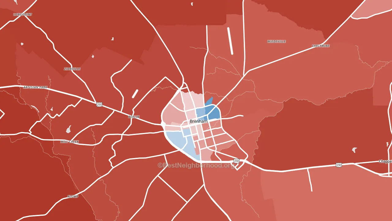 77833, TX block-group political-lean map
