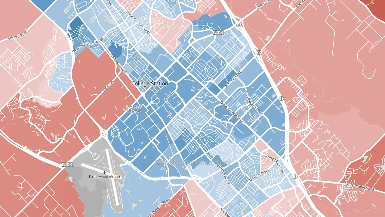 77840, TX block-group political-lean map