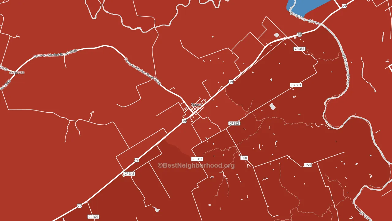 77857, TX block-group political-lean map