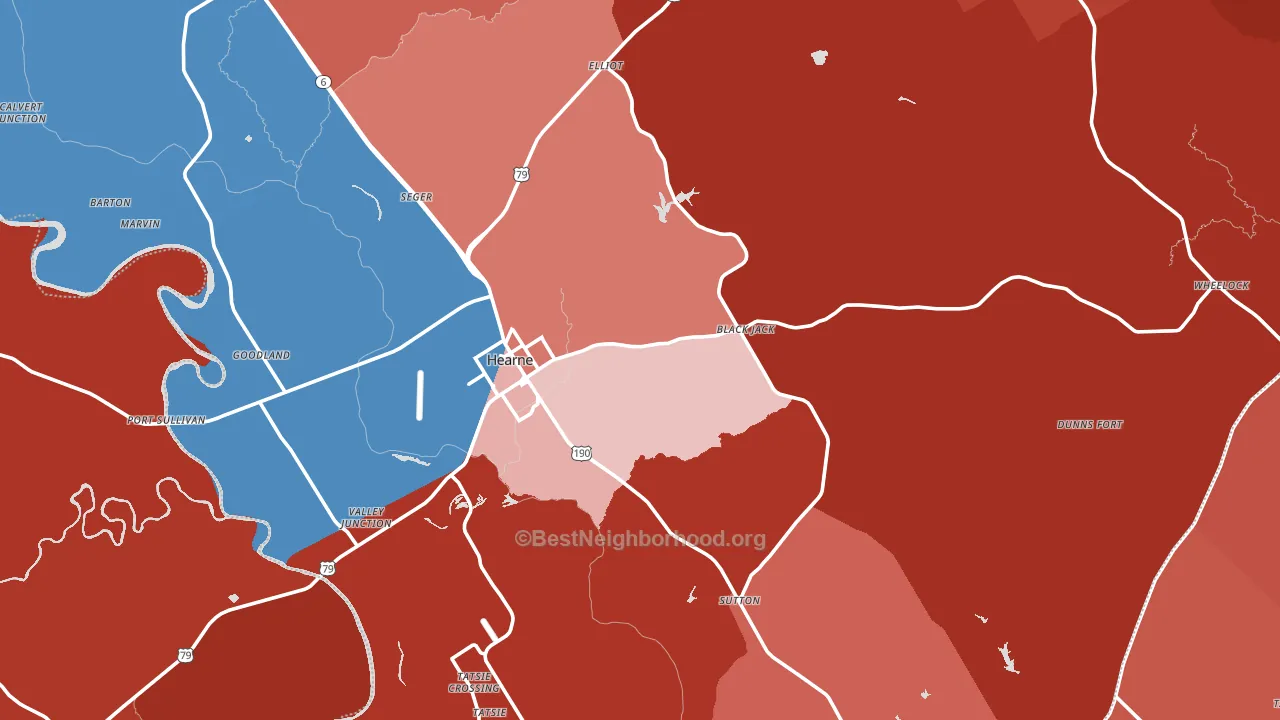 77859, TX block-group political-lean map