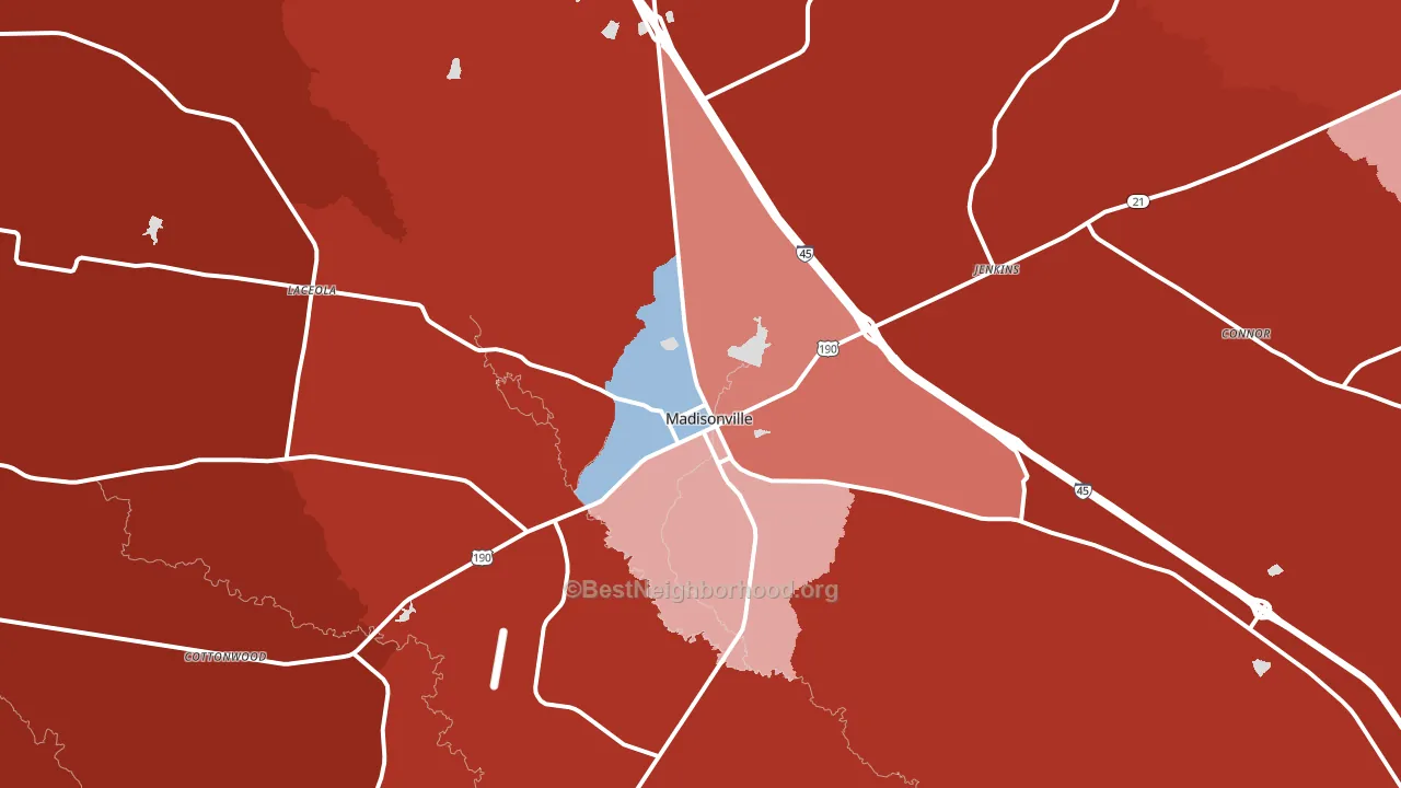 77864, TX block-group political-lean map