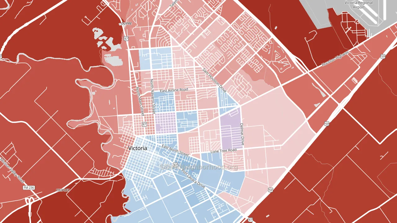 77901, TX block-group political-lean map