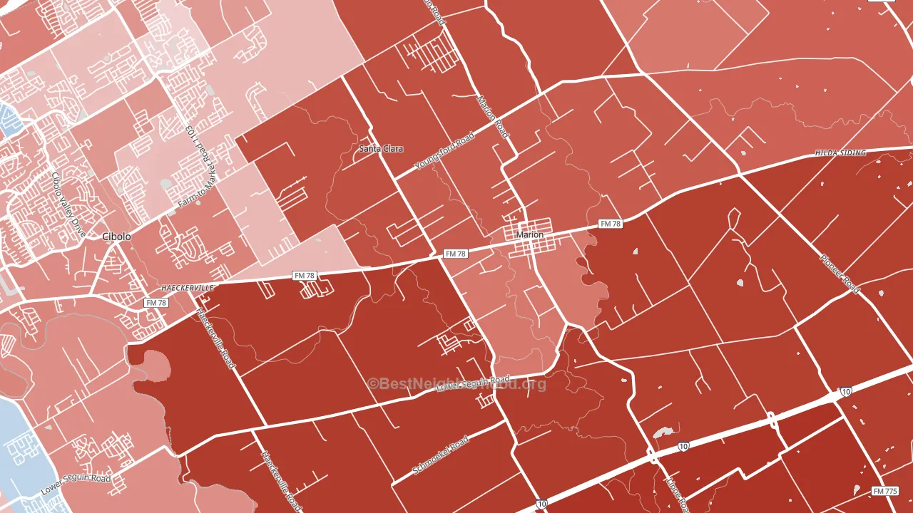 78124, TX block-group political-lean map