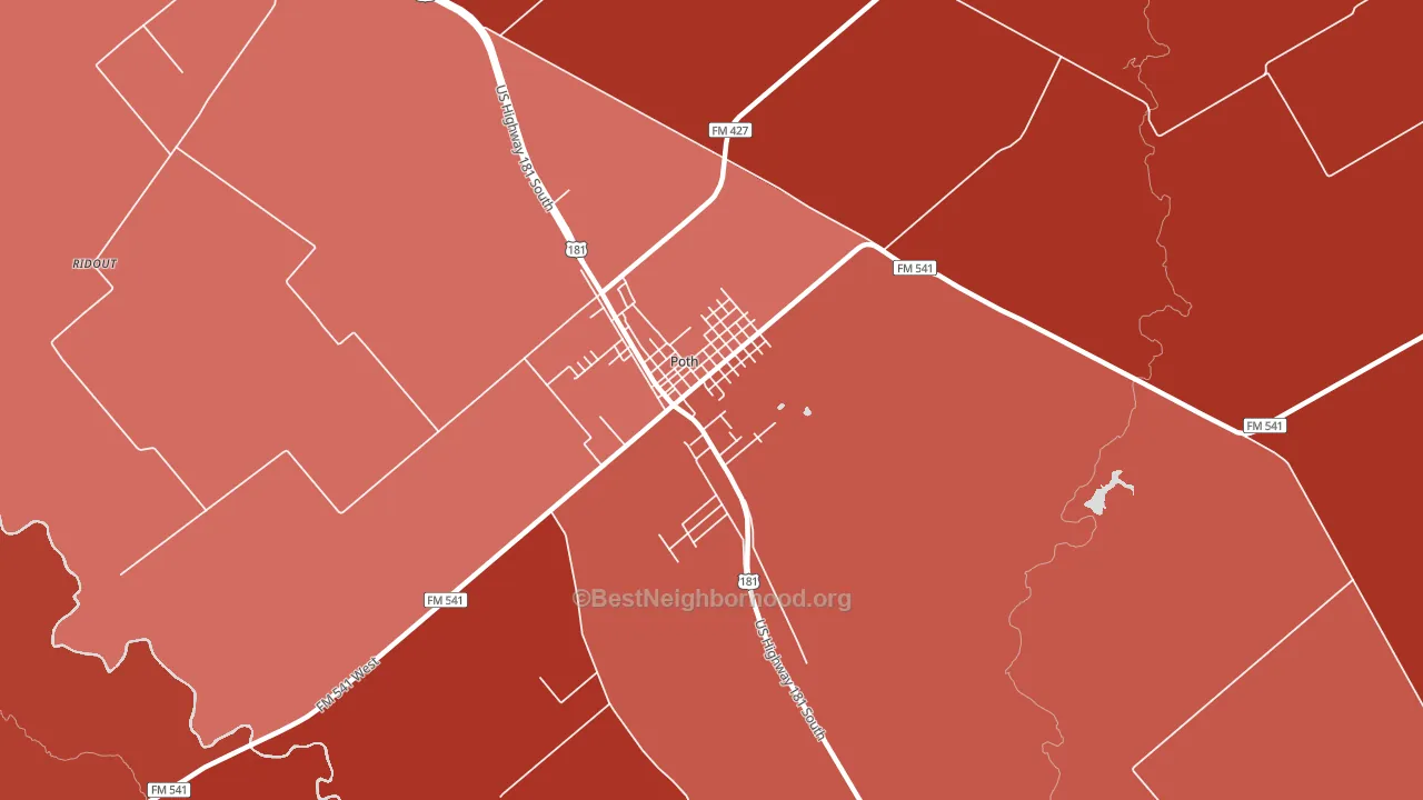 78147, TX block-group political-lean map