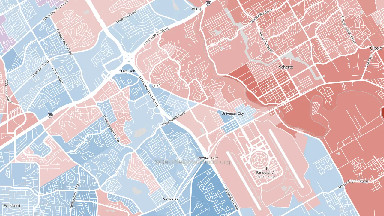 78148, TX block-group political-lean map