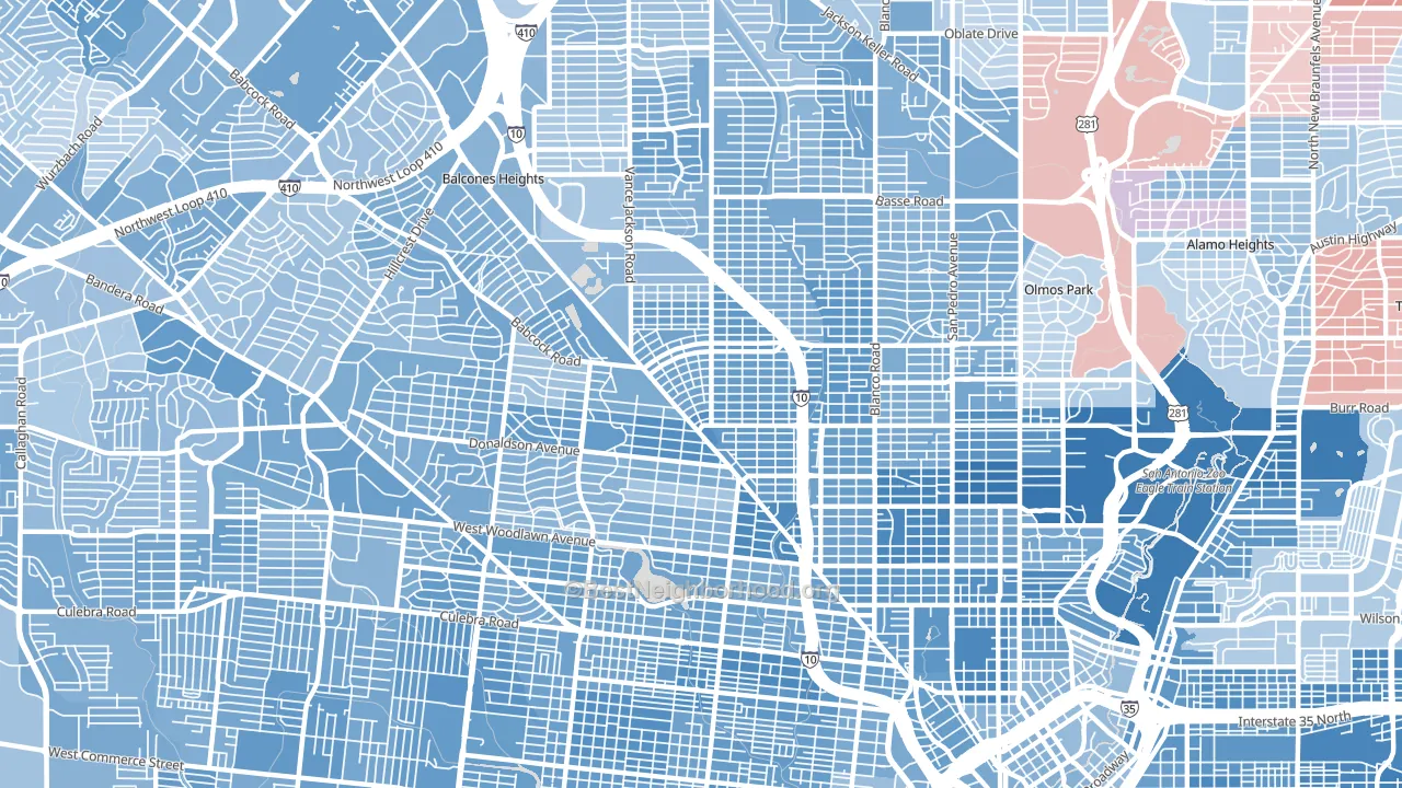78201, TX block-group political-lean map