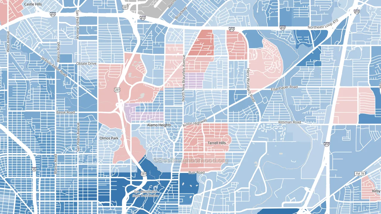 78209, TX block-group political-lean map