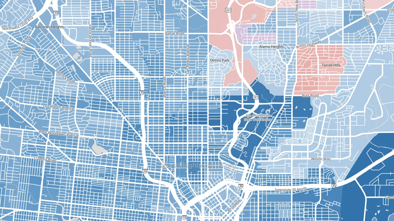 78212, TX block-group political-lean map