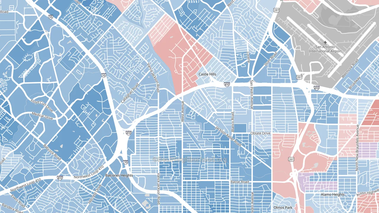 78213, TX block-group political-lean map