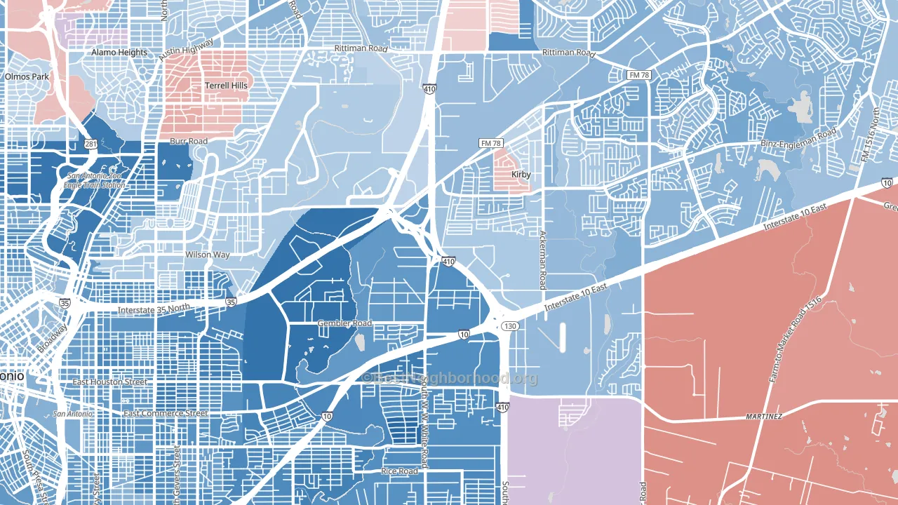 78219, TX block-group political-lean map
