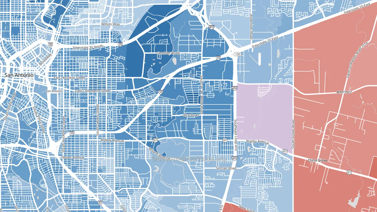 78220, TX block-group political-lean map
