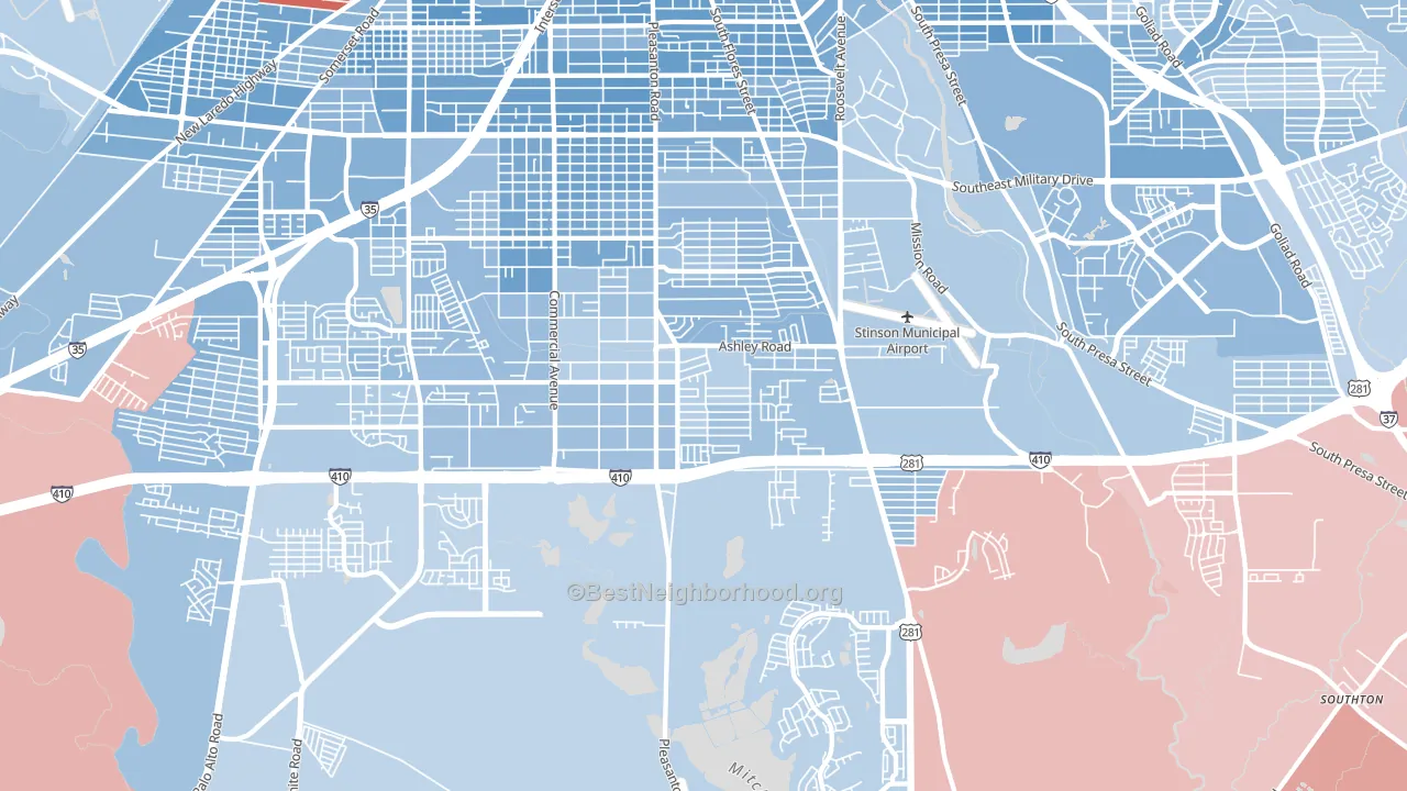 78221, TX block-group political-lean map