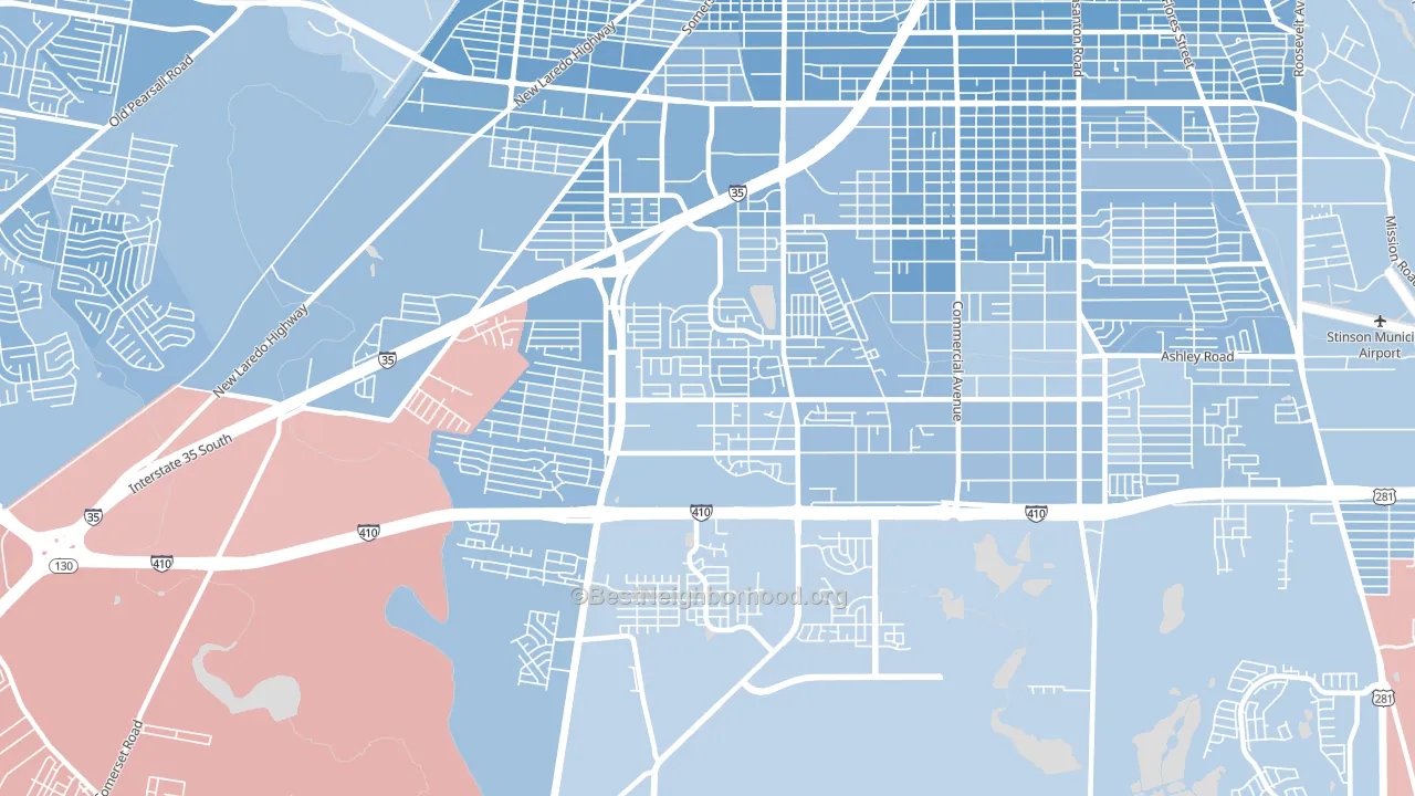 78224, TX block-group political-lean map