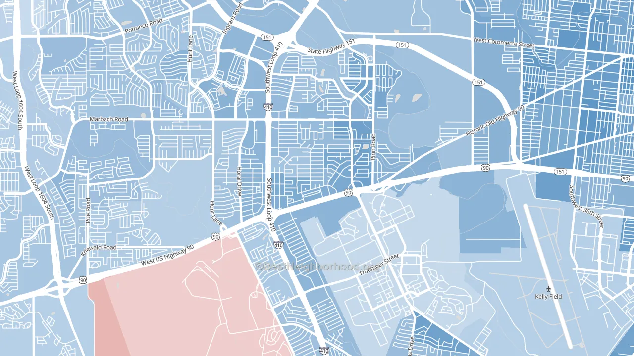 78227, TX block-group political-lean map