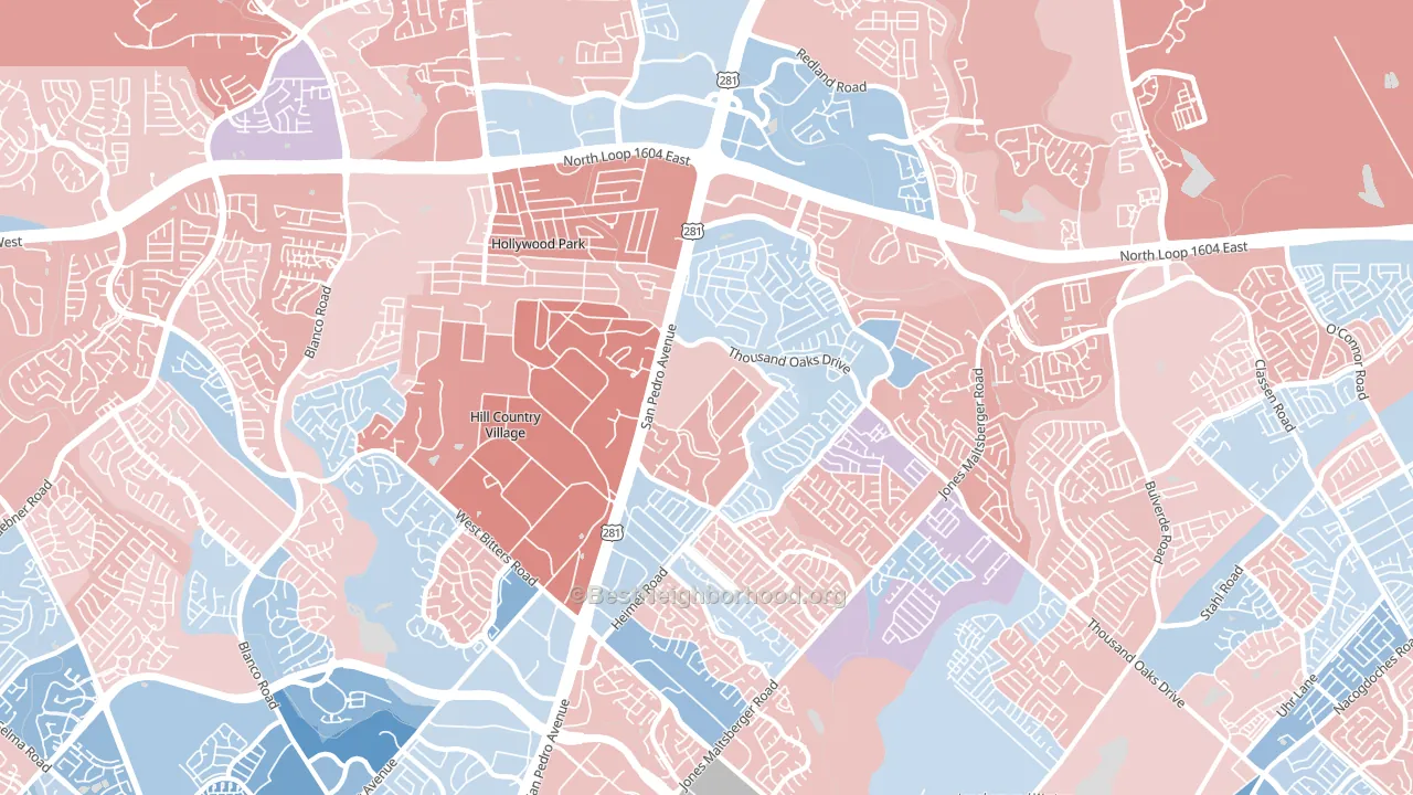 78232, TX block-group political-lean map