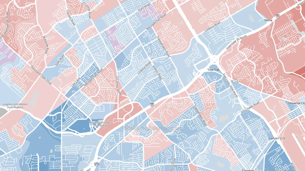 78233, TX block-group political-lean map