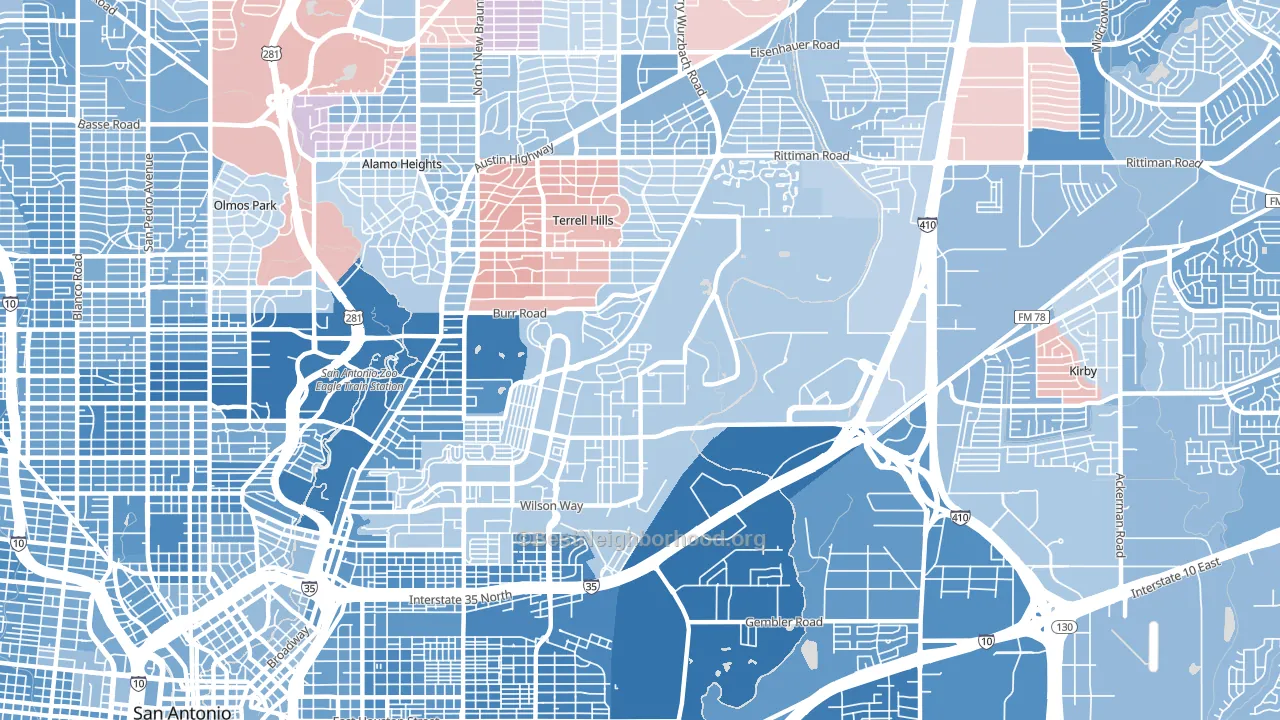 78234, TX block-group political-lean map