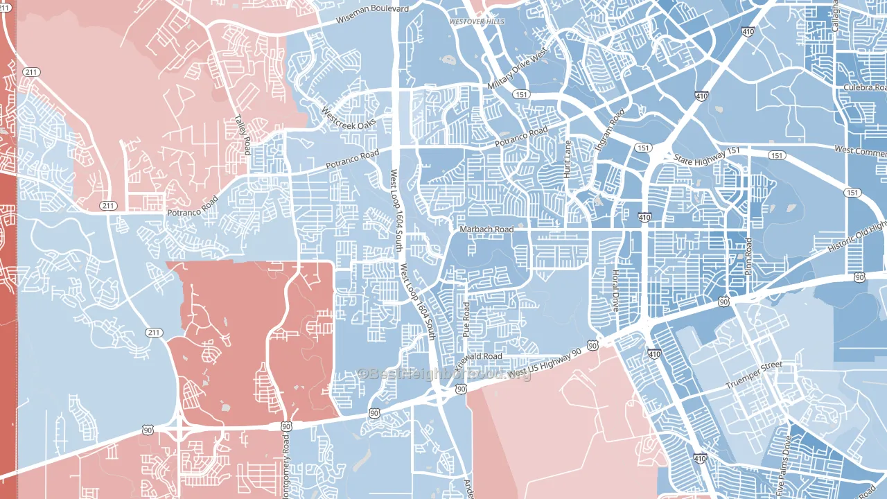 78245, TX block-group political-lean map