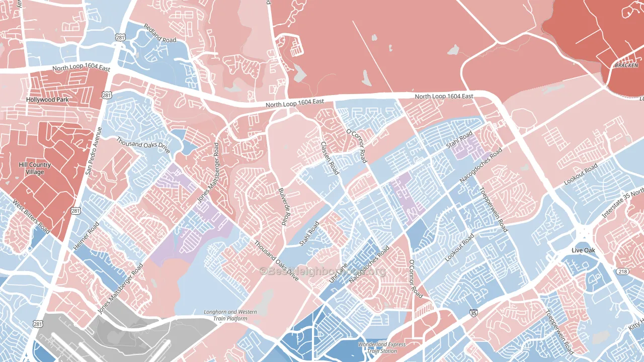 78247, TX block-group political-lean map