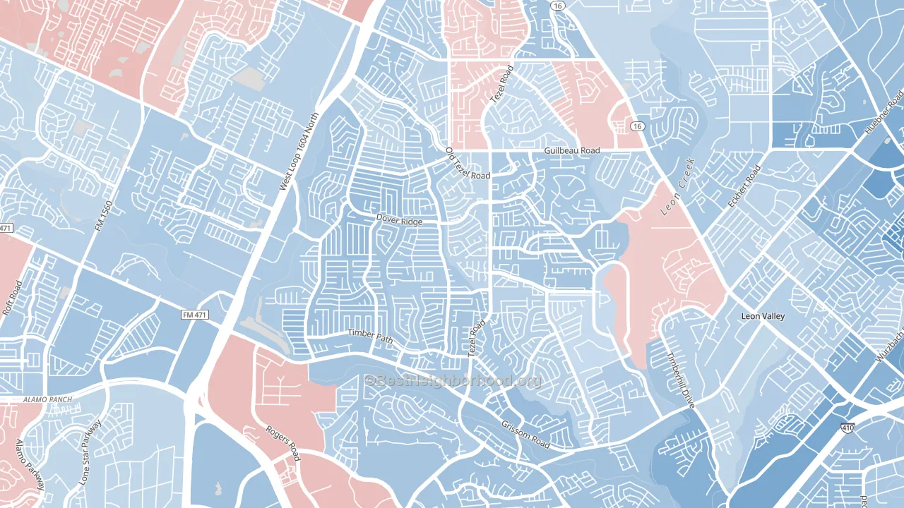 78250, TX block-group political-lean map
