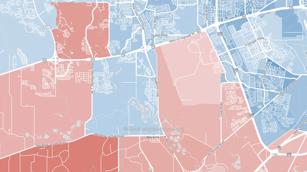 78252, TX block-group political-lean map