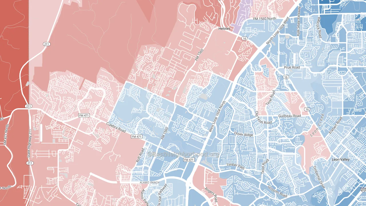 78254, TX block-group political-lean map
