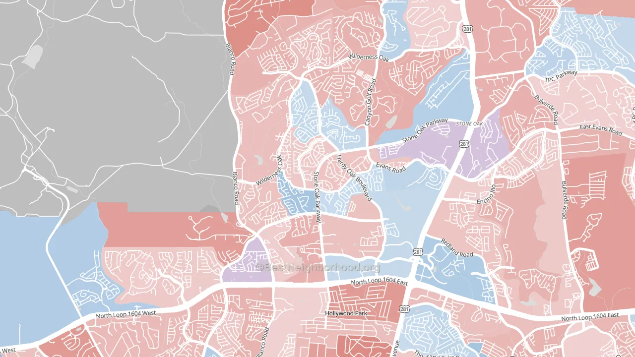78258, TX block-group political-lean map