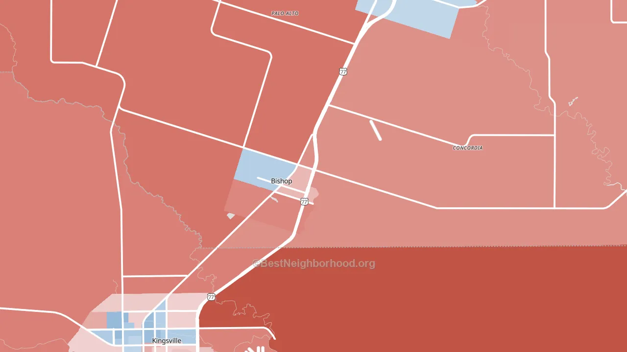 78343, TX block-group political-lean map