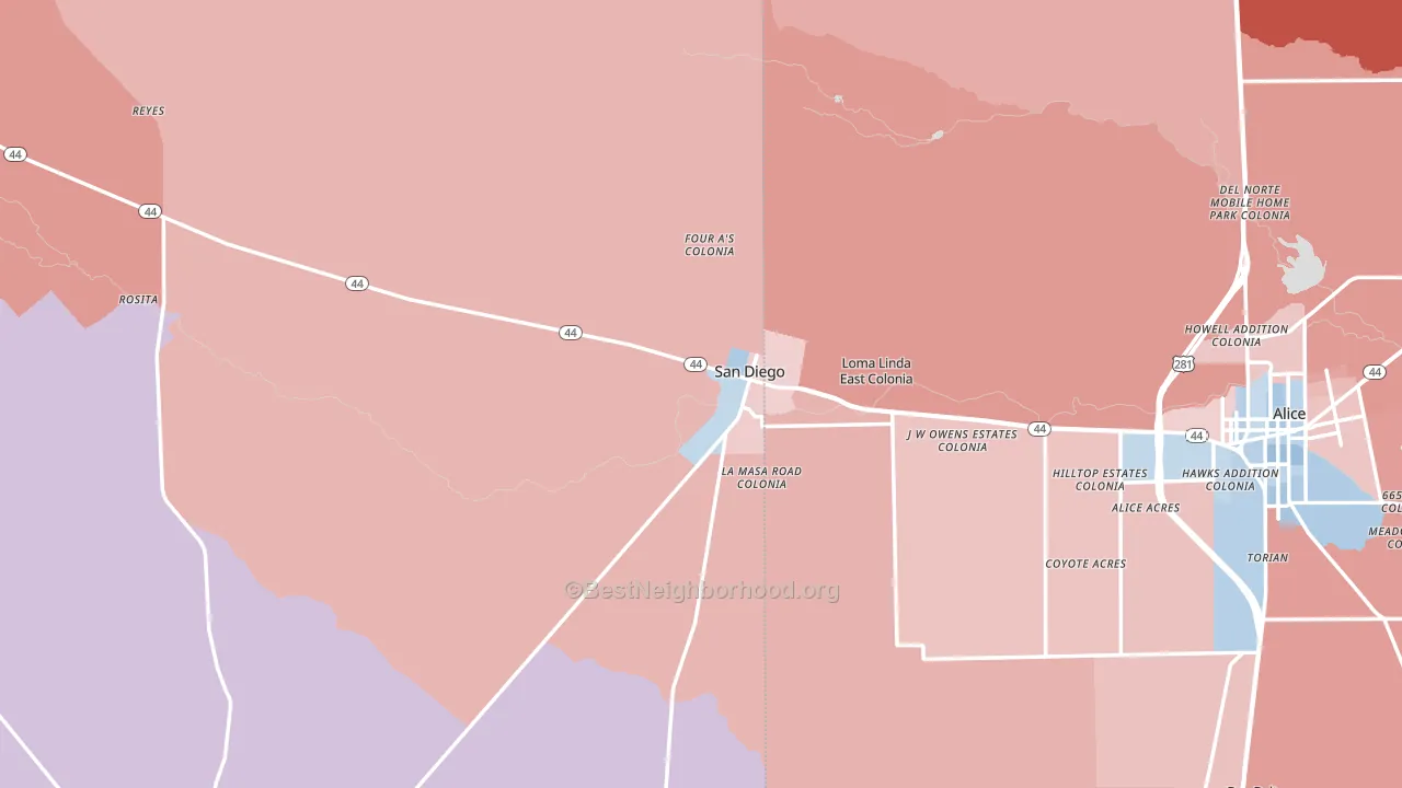 78384, TX block-group political-lean map