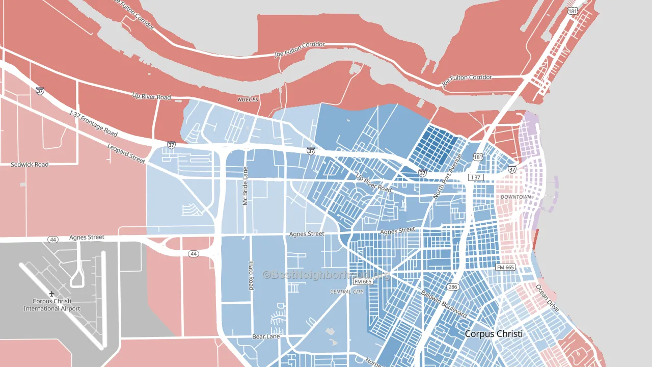78408, TX block-group political-lean map