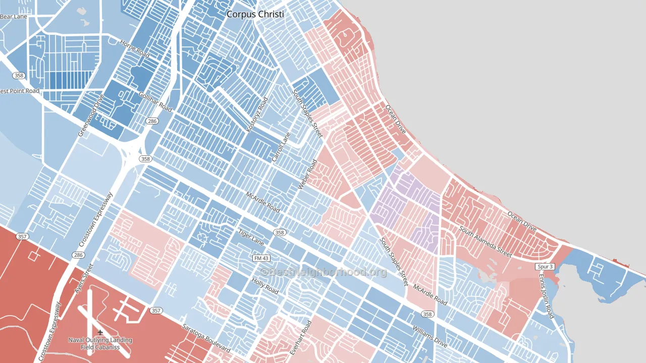 78411, TX block-group political-lean map