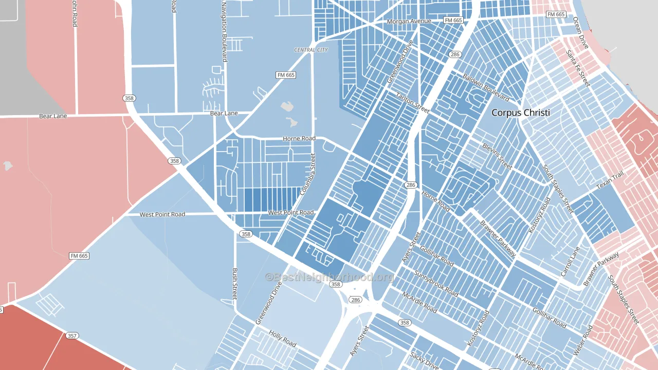 78416, TX block-group political-lean map