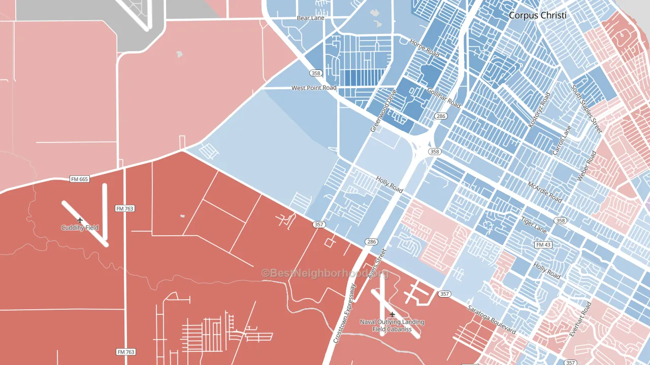 78417, TX block-group political-lean map