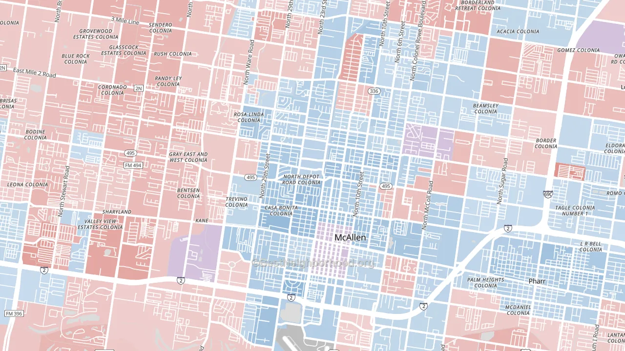 78501, TX block-group political-lean map
