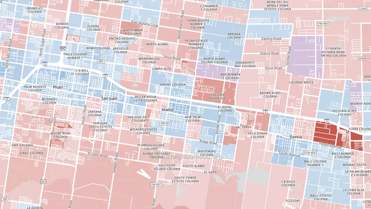 78516, TX block-group political-lean map