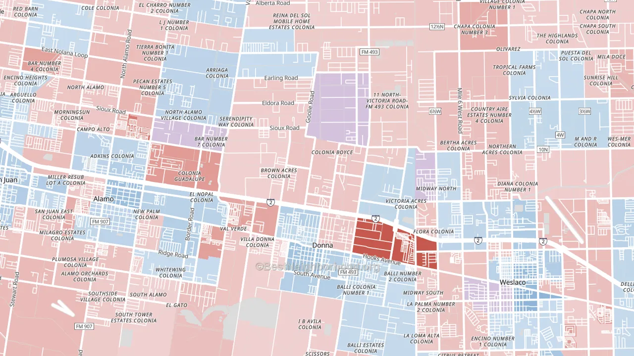 78537, TX block-group political-lean map
