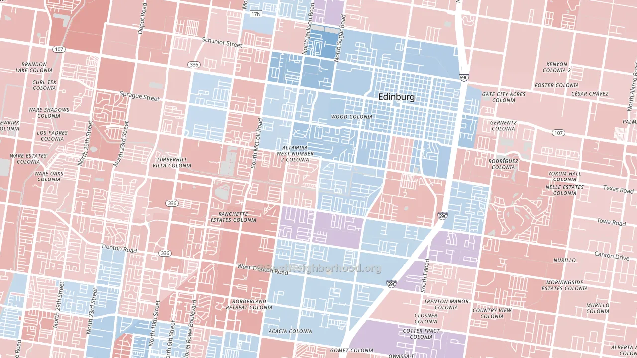78539, TX block-group political-lean map