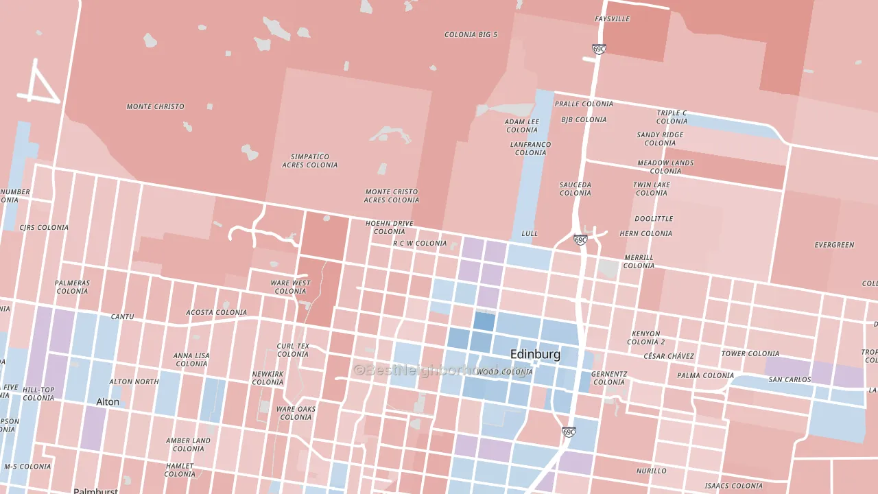 78541, TX block-group political-lean map
