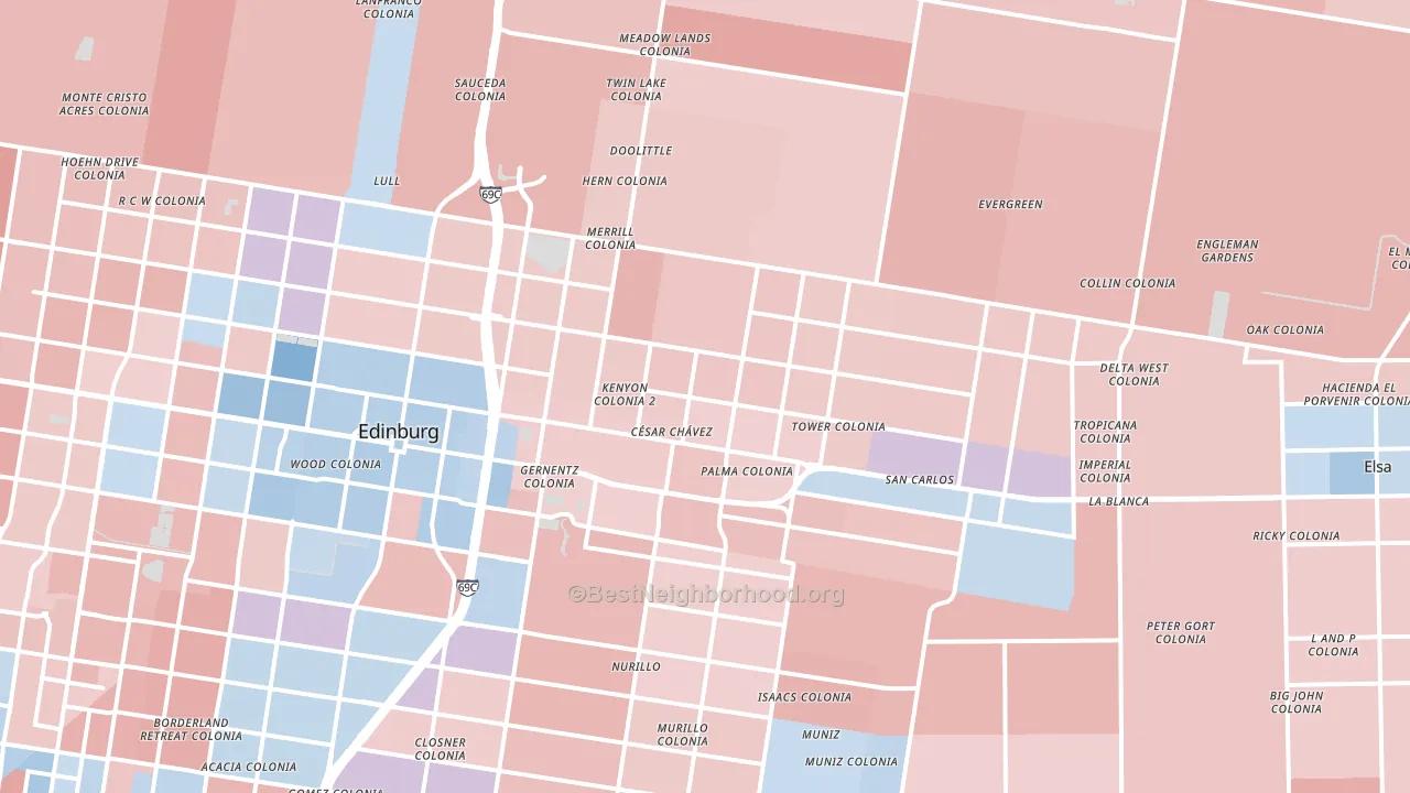 78542, TX block-group political-lean map