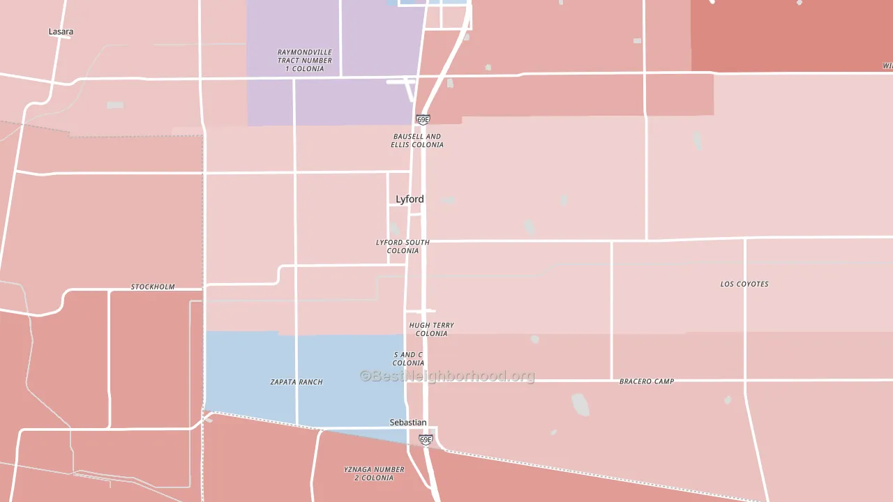 78569, TX block-group political-lean map