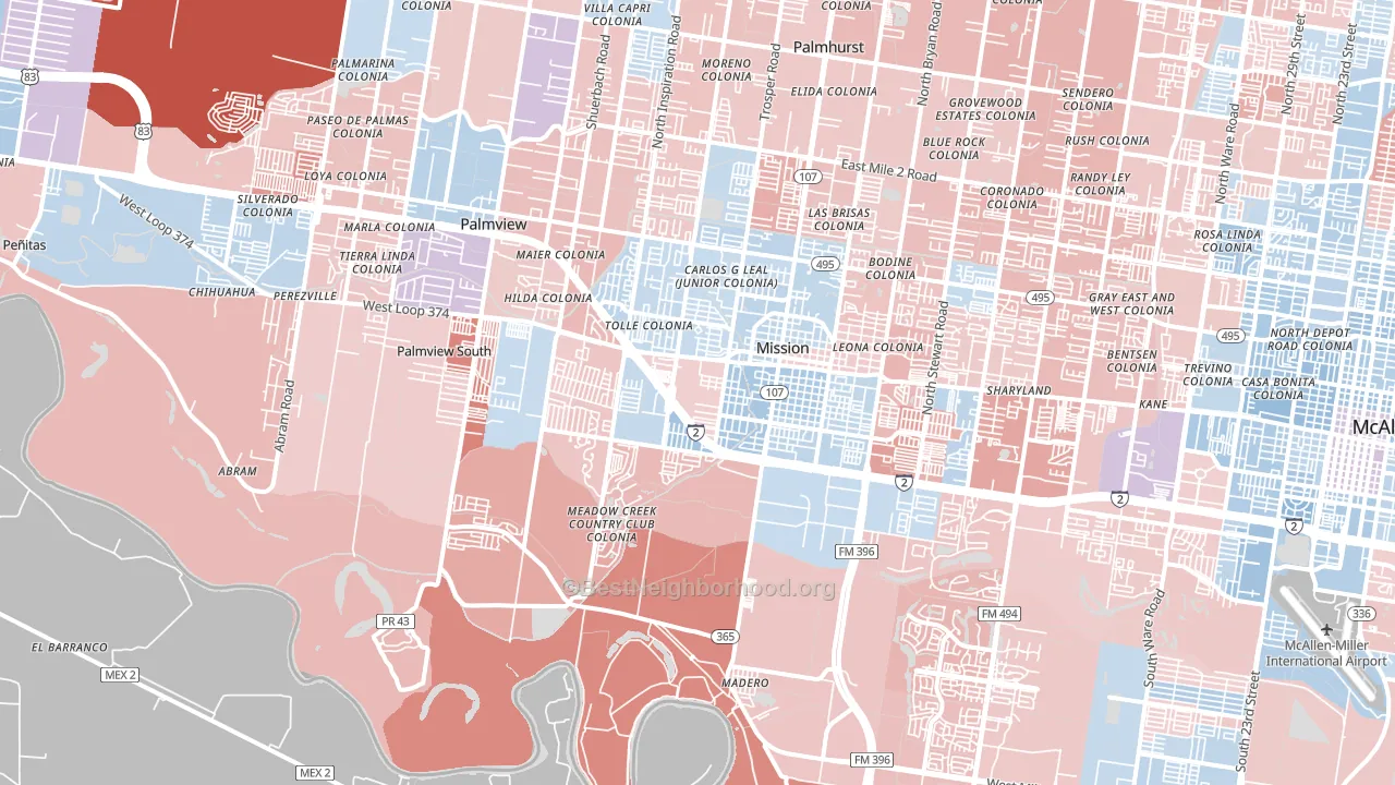 78572, TX block-group political-lean map