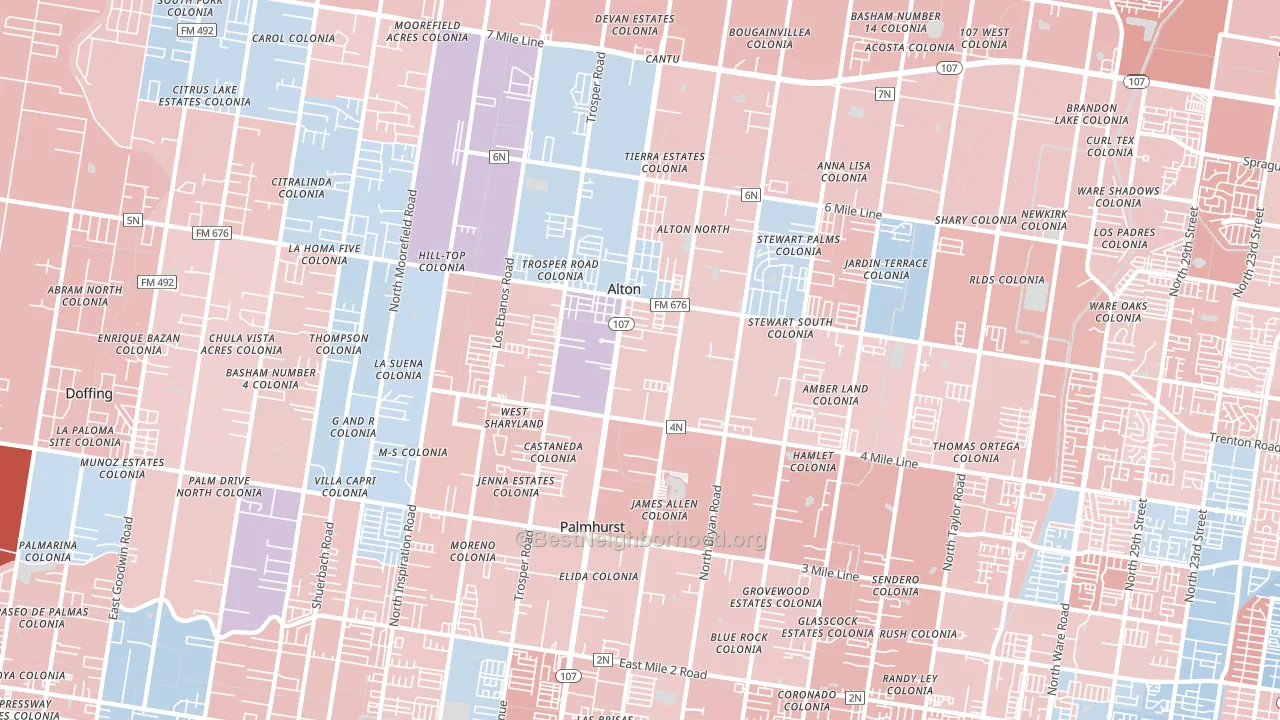 78573, TX block-group political-lean map