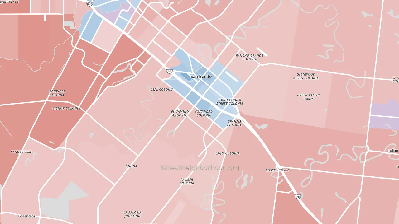 78586, TX block-group political-lean map