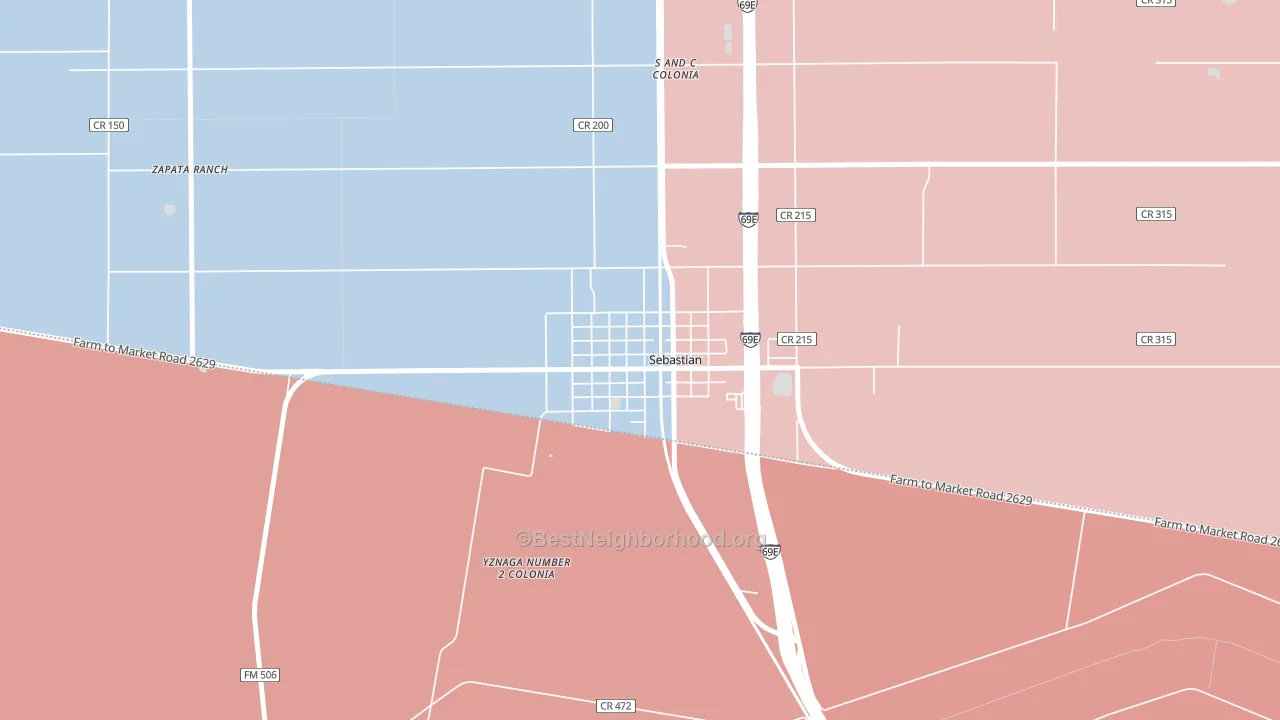 78594, TX block-group political-lean map